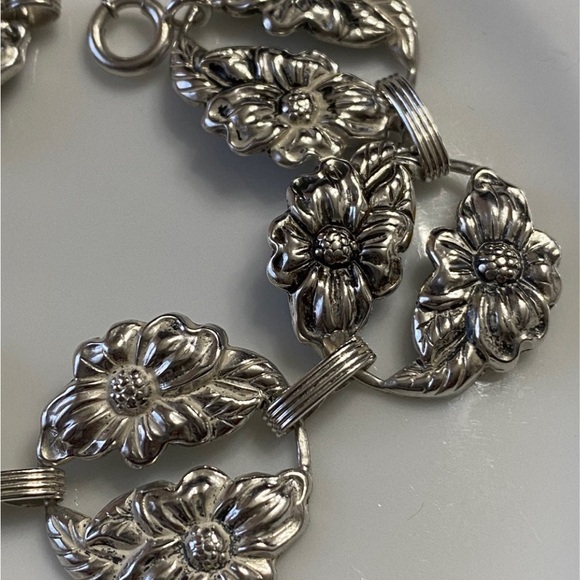 VTG Danecraft Double Flowers Sterling Bracelet - Picture 5 of 5